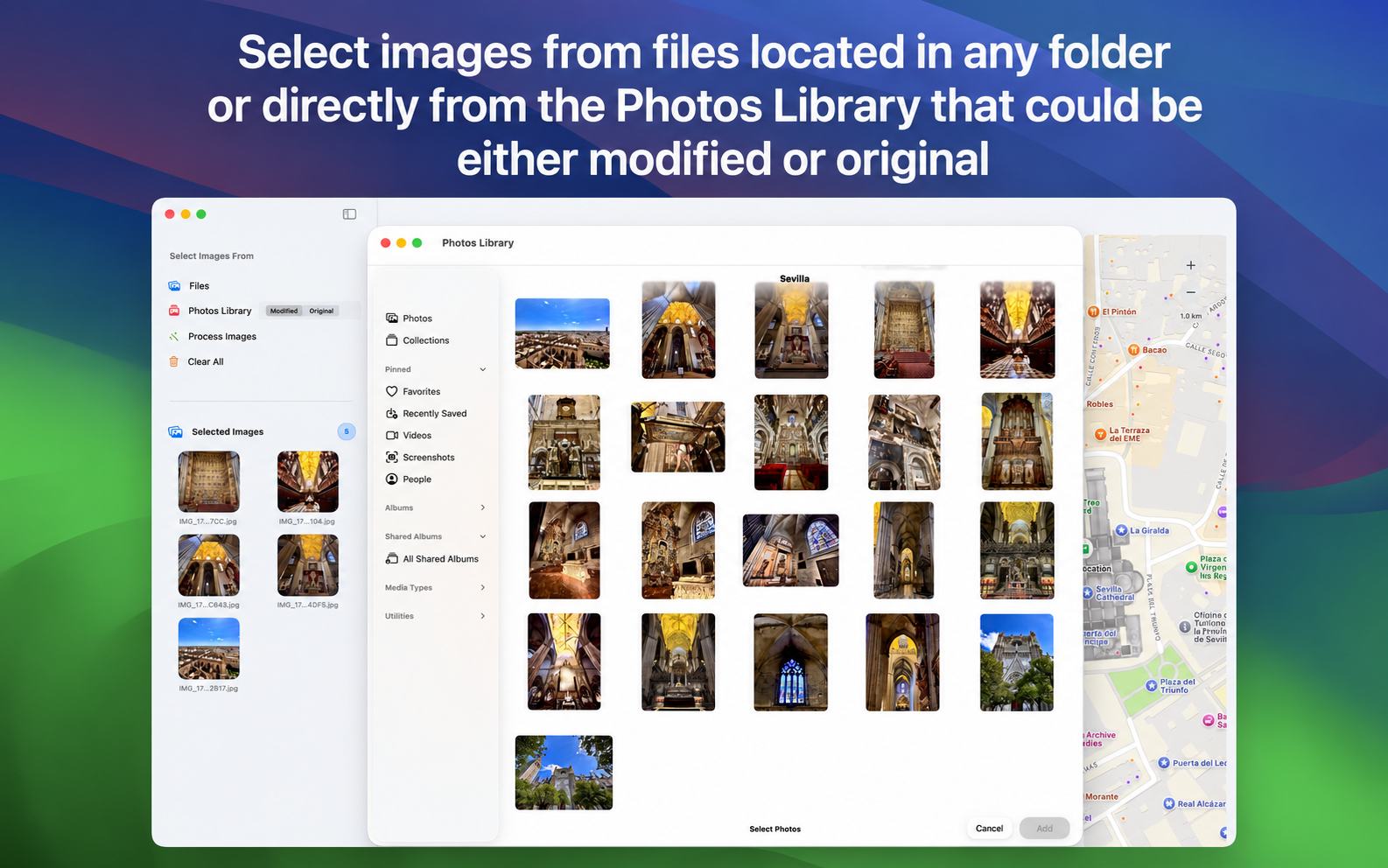 The photo grid view in PhotoCaptioner AI