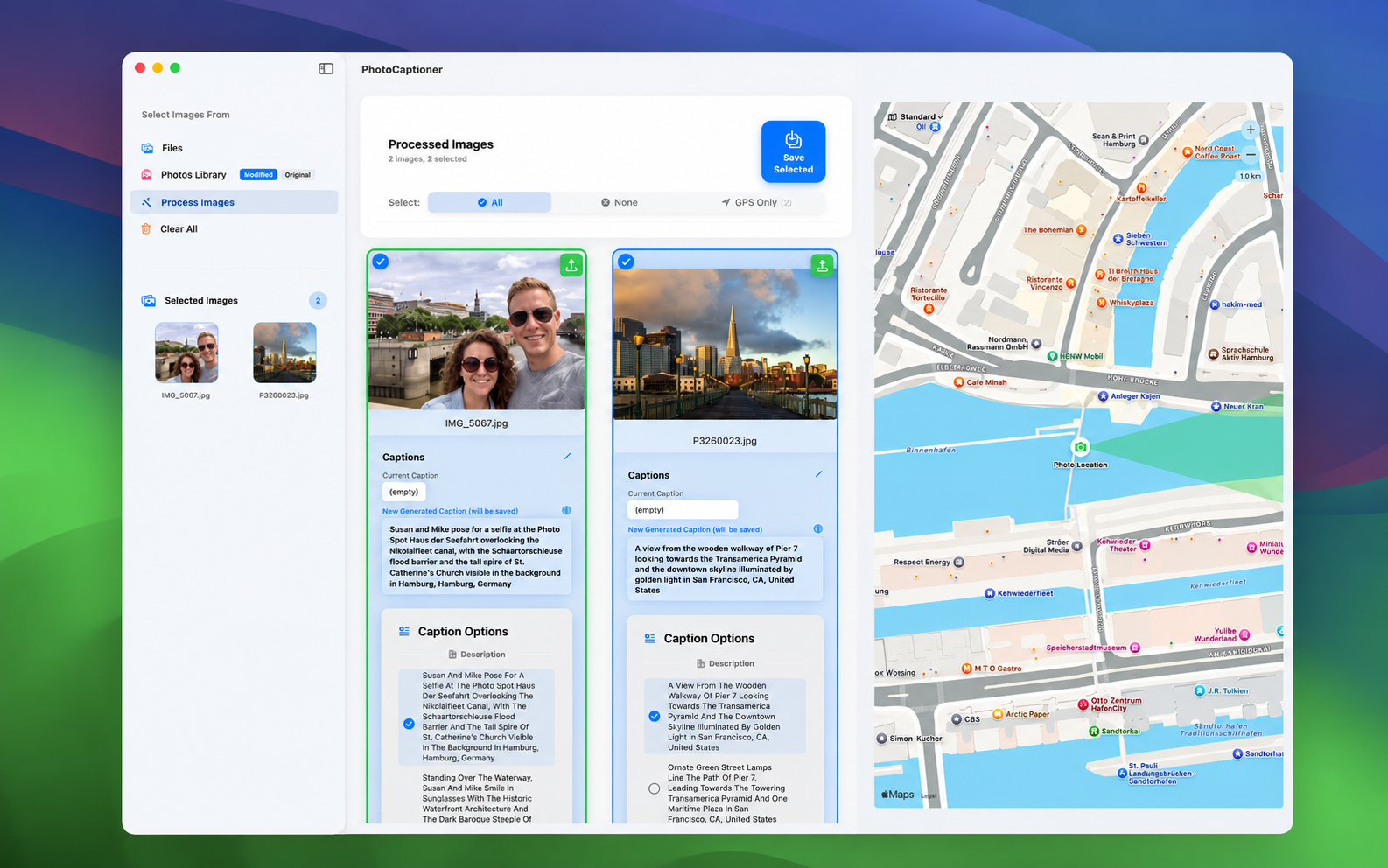 PhotoCaptioner AI app screenshot